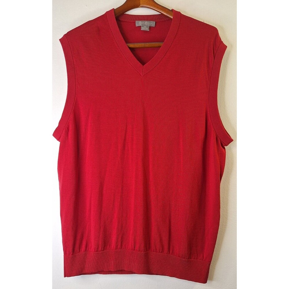 DANIEL CREMIEUX Merino‎ Wool V Neck Sweater Men's XXL Red Academia Preppy Office